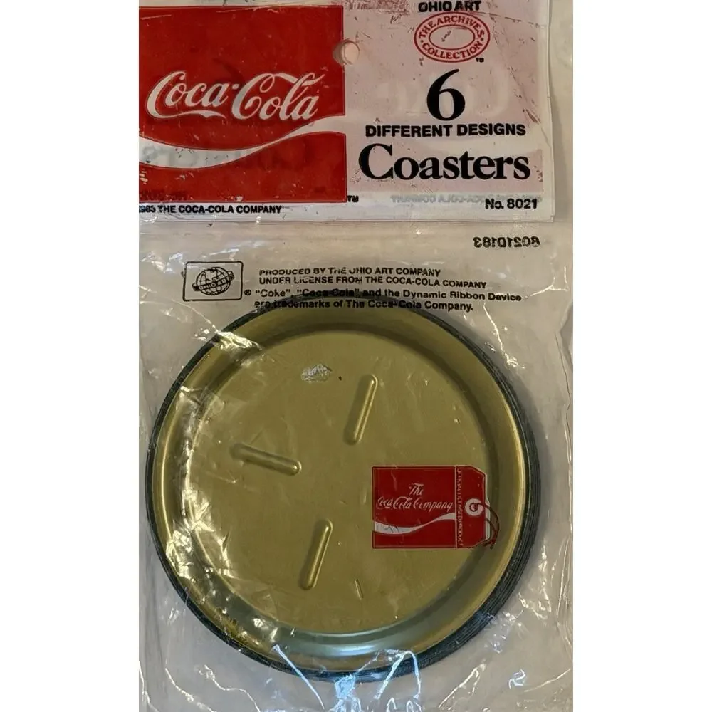 COCA COLA VTG Set 6 Metal Tin Coasters Victorian Ladies 1983 NOS FREE SHIPPING